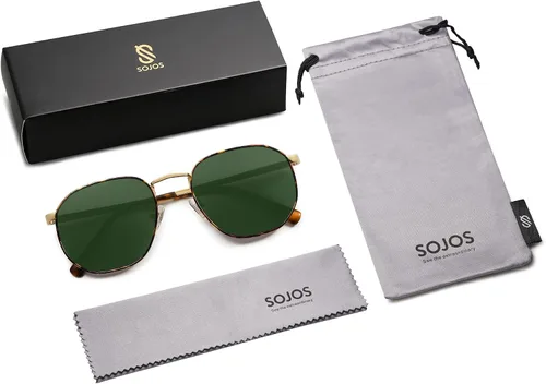 Vista 7 de SOJOS Gafas de sol cuadradas para hombres y mujeres, estilo clásico y retro