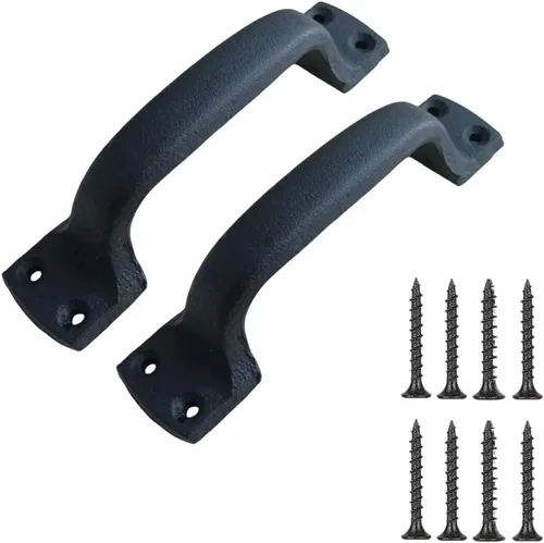 Vista 23 de Tirador Clásico de Puerta – Tirador de Acero Resistente para Portones, Puertas de Granero, Cercas Exteriores, Negro, 7 Pulgadas