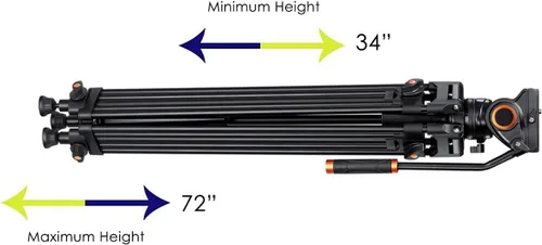 Vista 6 de Trípode profesional de aluminio de 72 pulgadas para Panasonic HC-VX981K (cabeza fluida)