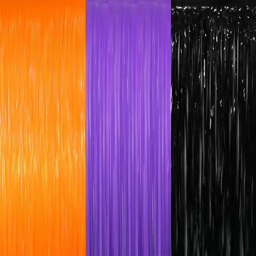 Vista 66 de GOER - Cortinas de tiras metálicas/oropel para fiestas, telón de fondo para fotos, Halloween, cumpleaños, decoración de bodas, de 3.2 x 9.8 pies