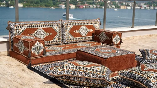 Vista 4 de arabicsofa Sofá de piso árabe Jalsa - Sofá tradicional hecho a mano para sala de estar