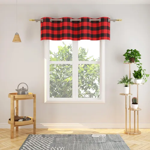 Vista 96 de Cortinas de 24 pulgadas de largo con diseño Buffalo Check Gingham Plaid para ventanas de cocina y baño, tratamiento para ventanas con 2 paneles