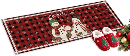 Vista 11 de Libaoge Juego de 2 tapetes de cocina con texto en inglés "Merry Christmas", de Papá Noel con caramelos, antifatiga, cómodo, de espuma viscoelástica