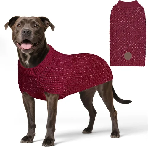 Vista 26 de KYEESE Suéter para Perro con Agujero para Correa para Perros Pequeños Machos Suéter Cálido con Hilo Reflectante Tejido Suave Ropa para Perros Machos
