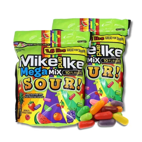 Vista 5 de Mike & Ike - Frutas originales - Caramelos masticables surtidos - Bolsa resellable de 1.8 libras