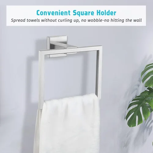 Vista 3 de Juego de accesorios de baño de 4 piezas, juegos de toalleros, incluye toallero, soporte para papel higiénico, gancho para toallas, kit de accesorios