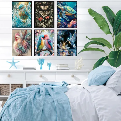 Vista 5 de Meothan - Paquete de 12 kits de arte de diamantes 5D para adultos, de animales, cristales redondos, para regalo o para decoración del hogar de 12 x