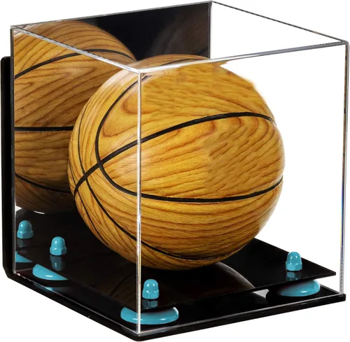 Vista 67 de Better Display Cases Mini acrílico - Miniatura (no tamaño completo) Baloncesto vitrina con elevadores negros y espejo (A015-BR)