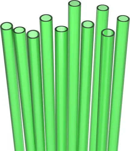 Vista 4 de Fiesta First 10 Pajitas de Plástico Duro Reutilizables Largas para Beber, Ancho Medio + Cepillo de Limpieza Resistente - para Vasos, Frascos Mason