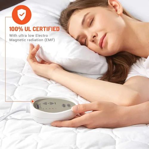 Vista 2 de Protector de colchón térmico tamaño King Control dual Calentador de cama eléctrico con calefacción de zona ajustable Se adapta a hasta 15