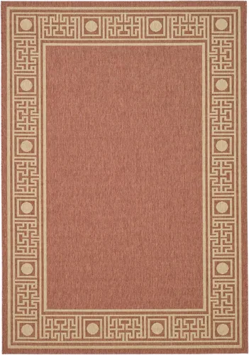 Vista 3 de SAFAVIEH Courtyard Collection - Alfombra de área, 6 pies 7 pulgadas x 9 pies 6 pulgadas, óxido y arena, no desprende pelusa y de fácil cuidado