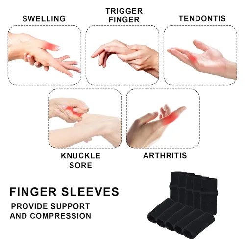 Vista 4 de Yolev Férula de 10 dedos, protectores de férula para dedos, soporte elástico para la férula de los dedos, protectores de compresión para aliviar