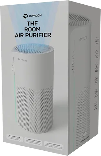 Vista 9 de Raycon Purificador de aire de habitación, filtro HEPA reemplazable H13, indicador LED de calidad del aire, velocidades de ventilador ajustables