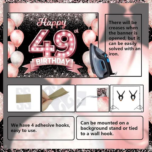 Vista 45 de Cartel de feliz cumpleaños décimo oro rosa, telón de fondo, saludos a 10 años, globos de confeti, decoración temática para niñas de 10 años