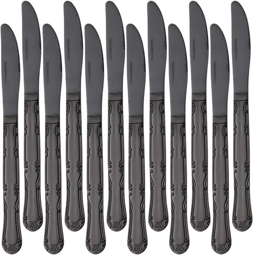 Vista 25 de Cucharas de sopa, cucharas redondas de acero inoxidable para caldo con borde de flor, juego de 12 piezas de acero inoxidable para café, azúcar