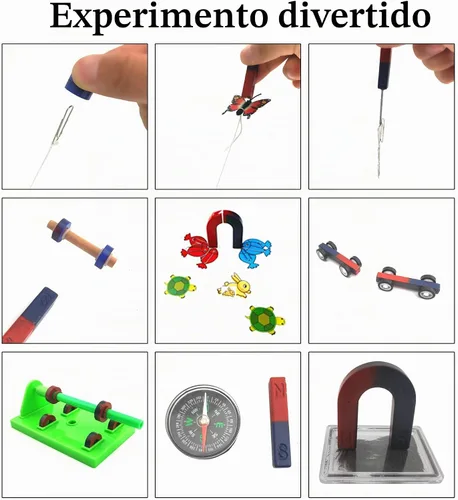 Vista 3 de EUDAX Labs Junior Science N/S - Juego de imanes para educación, herramientas de experimento científico, incluye barra/anillo/herradura/brújula