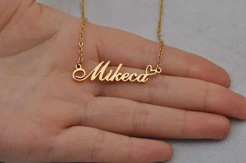 Vista 2 de Collar con nombre personalizado chapado en oro de 18 quilates, joyería personalizada para mujer