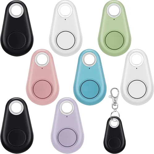Vista 9 de Flutesan 8 paquetes de rastreador GPS portátil, rastreador móvil antipérdida, dispositivo inteligente localizador de llaves, dispositivo de Negro