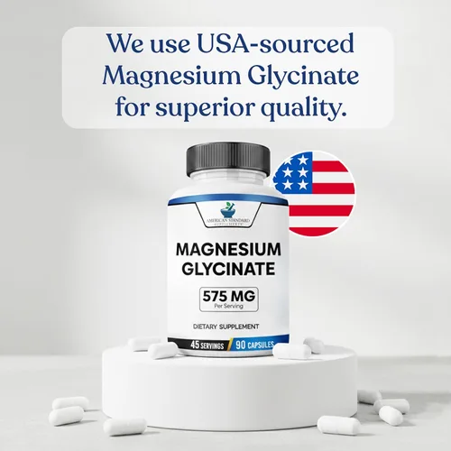 Vista 3 de American Standard Supplements Glicinato de magnesio 575 mg por porción, 90 cápsulas vegetales, suplemento de magnesio para la salud ósea y muscular