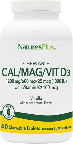 Vista 9 de NaturesPlus Cal/Mag/VIT D3 con vitamina K2-60 tabletas masticables – Sabor a chocolate – Calcio, magnesio, vitamina D3 y K2 Suplemento de apoyo