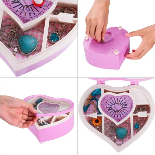 Vista 5 de Weiye Joyero musical de bailarina para niña con cajón extraíble, estuche organizador de almacenamiento de joyas, Music to Alice