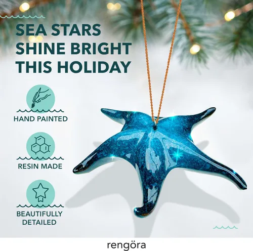 Vista 3 de Adorno de Navidad para la playa, decoración de árbol costero pintado a mano, adorno náutico de vida marina para amantes del océano, decoración única
