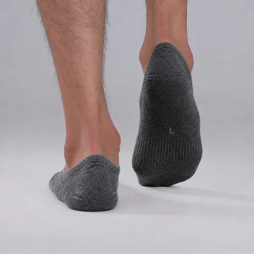 Vista 4 de WANDER No Show Socks Mens 7 Pair Thin Non Slip Invisible Cotton Durable Sox 7 gris oscuro.