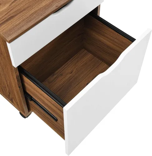 Vista 5 de Modway Envision Mid-Century Modern, archivador, color blanco nogal