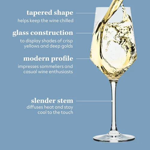 Vista 4 de Sur La Table Kitchen Essentials Vino Breeze Crystal Clear - Juego de 4 copas de vino blanco multiusos de 14 onzas con silueta curva moderna