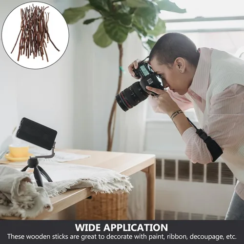Vista 4 de TEHAUX Paquete de 40 ramas de madera natural de 7.9 in y 11.8 in, tacos rústicos con aspecto de abedul para candelabros de bricolaje, accesorios