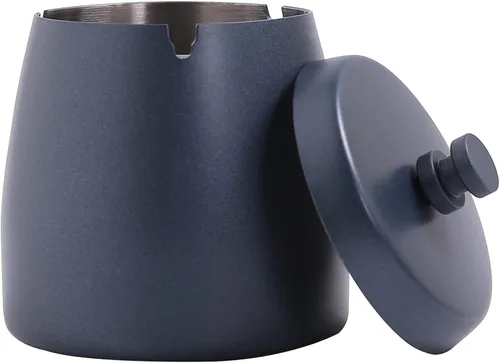 Vista 14 de Cenicero pequeño para exteriores con tapa para cigarrillos, cenicero de acero inoxidable sin humo, ceniceros a prueba de olores y viento para patio