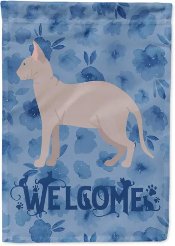 Vista 102 de Caroline's Treasures CK4813CHF - Bandera de bienvenida con gato abisinio azul, manga grande, para porche, para colgar en la pared, poliéster