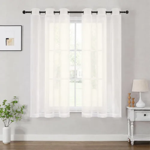 Vista 51 de OWENIE Cenefa transparente con ojales negros para ventanas, 2 paneles de 52