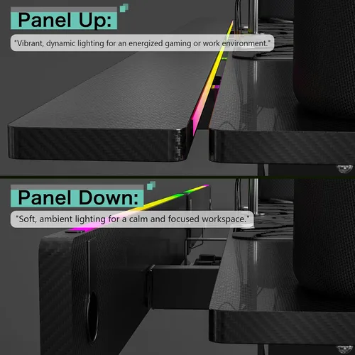 Vista 9 de JWX - Escritorio de pie de 4 patas con motor doble, diseño de gestión de cables abatible con luz LED acrílica
