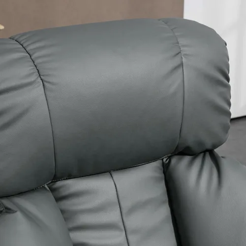 Vista 8 de HOMCOM Silla reclinable de masaje con otomana, reclinable giratorio de 360° y reposapiés, vibración de 10 puntos, silla reclinable de piel sintética