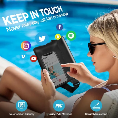 Vista 7 de Bolsa impermeable para playa, bolsa impermeable para teléfono y pasaporte, riñoneras para mujeres, bolsas secas flotantes para cruceros, viajes