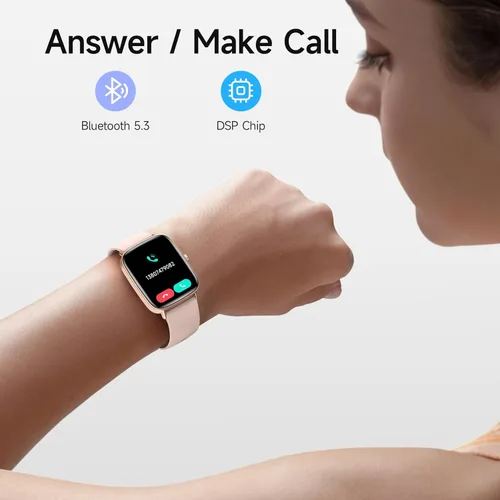 Vista 4 de Reloj inteligente para mujer, reloj inteligente HD de 1.85 pulgadas, compatible con iPhone/Samsung/Android (respuesta/hacer llamadas), más de 100