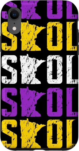 Vista 24 de Funda para iPhone 13 Pro Max SKOL envejecido vikingo vintage morado y amarillo sobre negro
