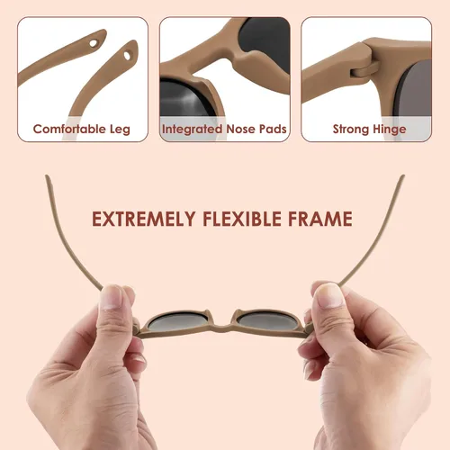 Vista 5 de Gafas de sol para bebé con correa polarizadas flexibles UV400 para bebés niños y niñas de 0 a 24 meses