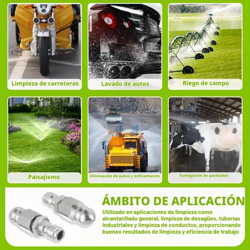 Vista 7 de Boquilla de chorro de alcantarillado de acero inoxidable de 5000 PSI con acoplamiento de conexión rápida de 1/4 pulgadas para limpiadores de drenaje