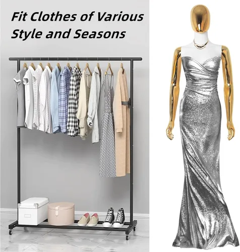 Vista 5 de Maniquí femenino de cuerpo completo, modelo de vestido de costura de torso maniquí, soporte de maniquíes desmontables de plástico ajustable de 70