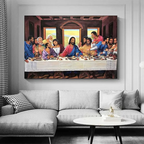 Vista 3 de Póster artístico de la última cena de Jesucristo y arte de pared, póster moderno para decoración de dormitorio familiar, 16 x 24 pulgadas