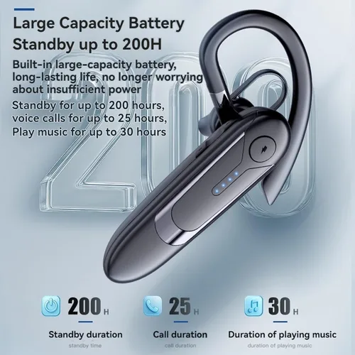 Vista 4 de Auriculares Bluetooth, auricular inalámbrico de una sola oreja con micrófono ENC con cancelación de ruido, 30 horas de tiempo de llamada