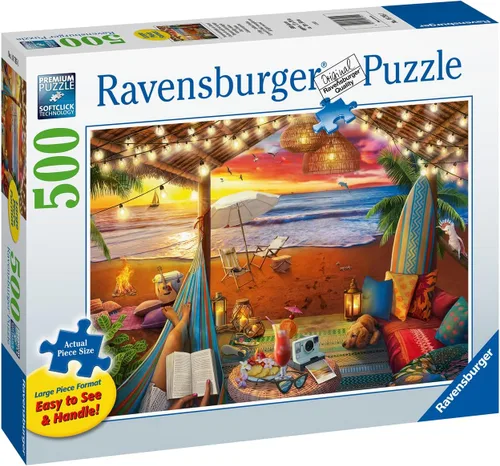 Vista 3 de Ravensburger Cozy Cabana Puzzle - Rompecabezas tranquilo de 500 piezas Tecnología única Softclick Gran formato Materiales certificados FSC