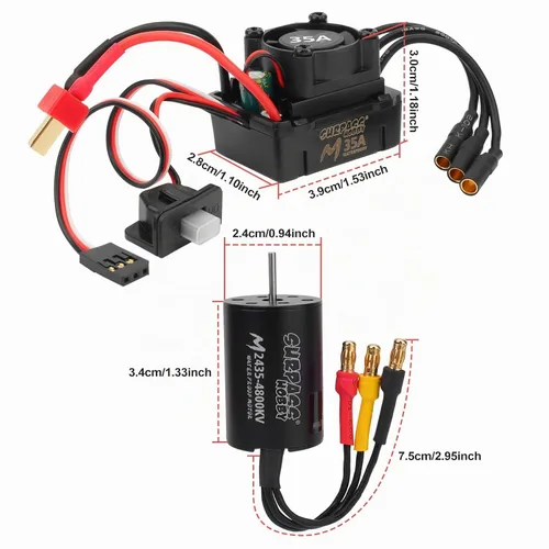 Vista 7 de 1/16 1/18 RC sin escobillas sin sensores motor 35A ESC Combo,2435