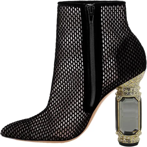 Vista 94 de FSJ Botas de tacón alto con punta puntiaguda para mujer, con tacón alto, con cremallera lateral brillante, estilo casual, para uso diario, zapatos