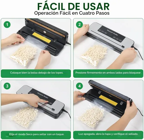 Vista 4 de Máquina selladora al vacío para alimentos, compacta automática con cortador de bolsas