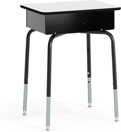 Vista 14 de Flash Furniture Billie - Escritorio para estudiantes – Escritorio escolar de granito gris – Marco de metal plateado – 24 pulgadas de ancho x 18
