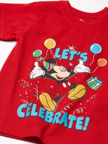 Vista 3 de Disney Mickey Mouse - Camiseta de cumpleaños para niños pequeños y bebés, color rojo, Rojo