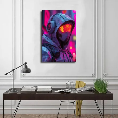 Vista 3 de Póster de dibujos animados retro Cyberpunk de los años 90, decoración de pared de arte callejero neón, póster de lienzo para jóvenes urbanos